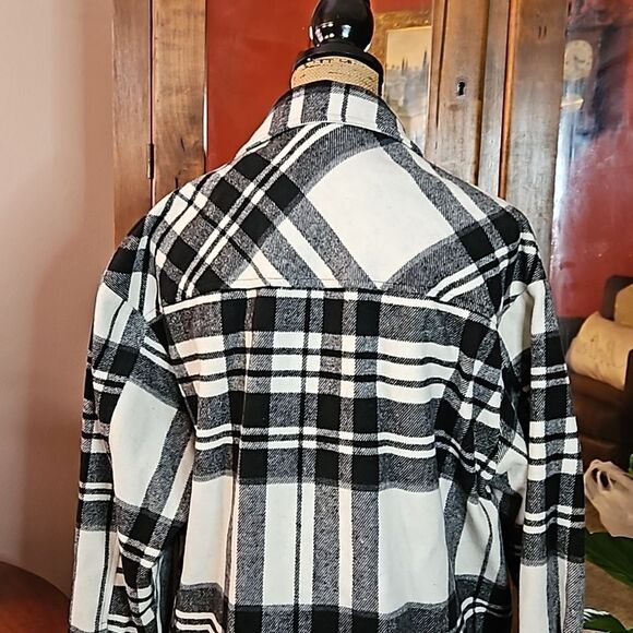 Zara black & white plaid oversized jacket size Small - Picture 8 of 14